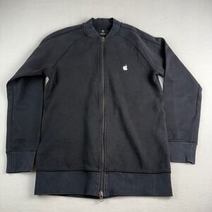 Apple Zip Up Bomber Jacket Black Men's Size Small Logo Embroidered